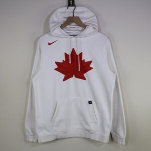 Nike Hockey Canada Maple Leaf Hoodie Medium Sportswear White Red Fleece Mens